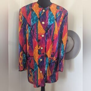 VTG Yarell Rainbow Clowncore Rebel Punk Power Blazer 80s Retro Art to Wear 8